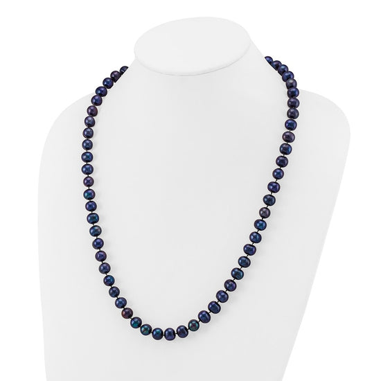 14k Black Near Round Freshwater Cultured Pearl Necklaces