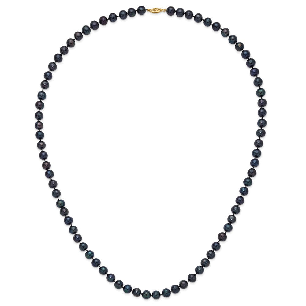 14k Black Near Round Freshwater Cultured Pearl Necklaces