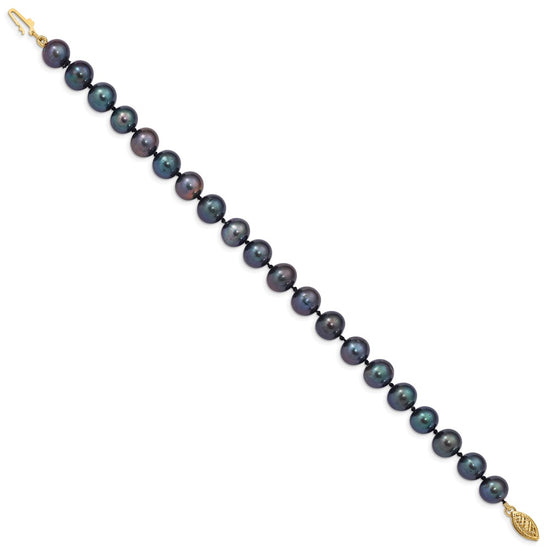 14k Colored Near Round Freshwater Cultured Pearl Bracelets