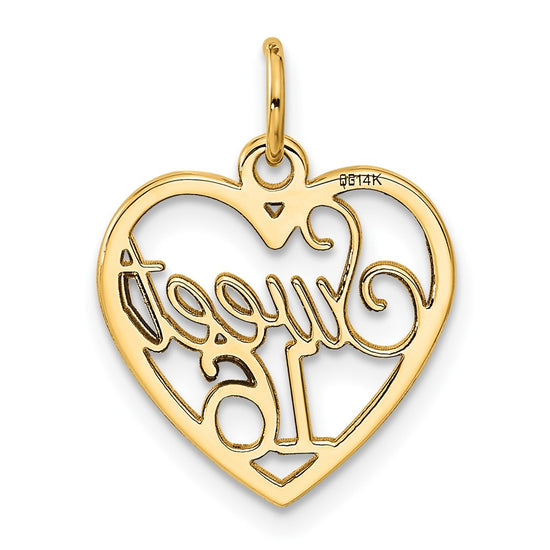 Gold SWEET 16 Heart Charm