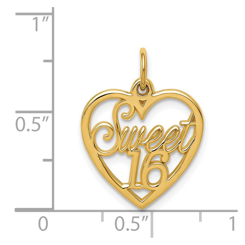 Gold SWEET 16 Heart Charm