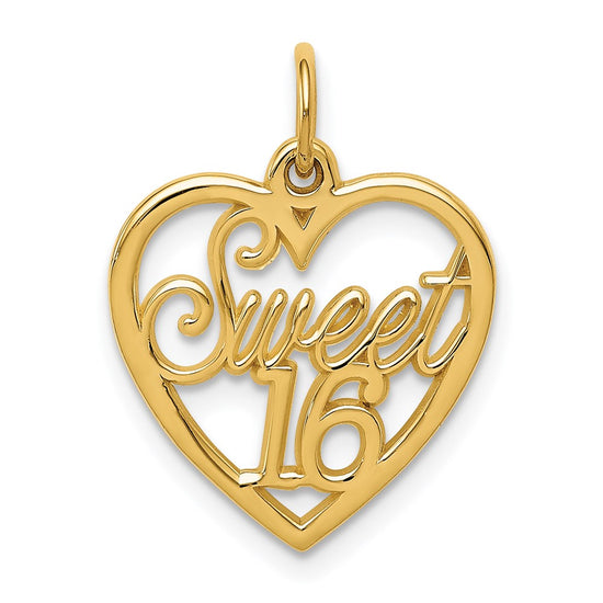 Gold SWEET 16 Heart Charm