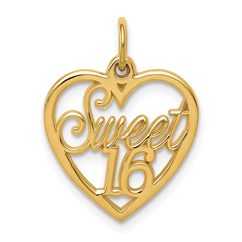 Gold SWEET 16 Heart Charm