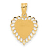 14K Polished and Satin Scalloped Border Engravable Heart Pendant