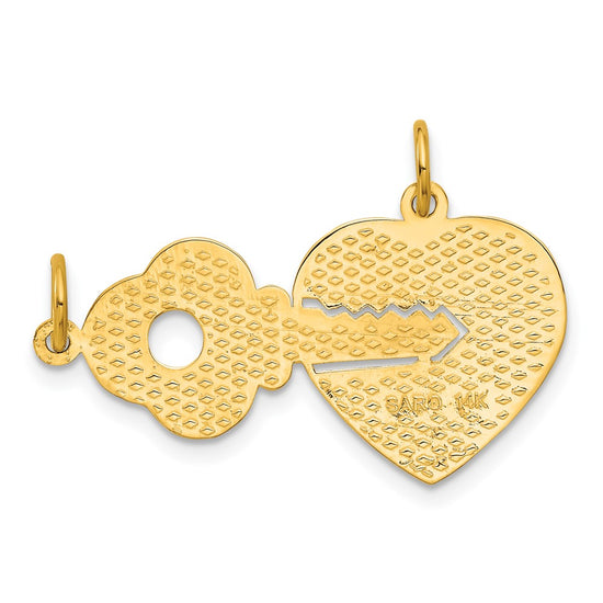 Gold Break-apart Heart and Key Charm