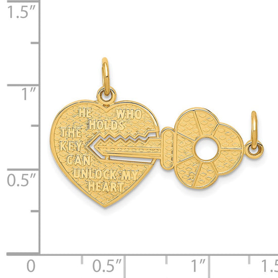 Gold Break-apart Heart and Key Charm