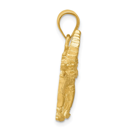 14k Satin Diamond-cut Elephant Pendant
