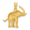14k Satin Diamond-cut Elephant Pendant
