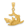 14k Satin Diamond-cut Swimming Shark Pendant