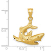 14k Satin Diamond-cut Swimming Shark Pendant