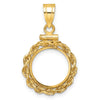 Gold Rope Polished Diamond-cut Screw Top Bezel Pendant
