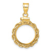 Gold Rope Polished Diamond-cut Screw Top Bezel Pendant