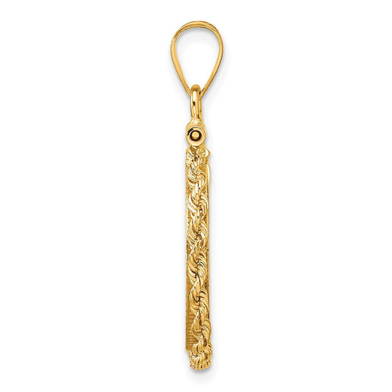 Gold Rope Polished Diamond-cut Screw Top Bezel Pendant