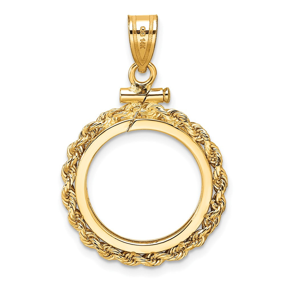 Gold Rope Polished Diamond-cut Screw Top Bezel Pendant