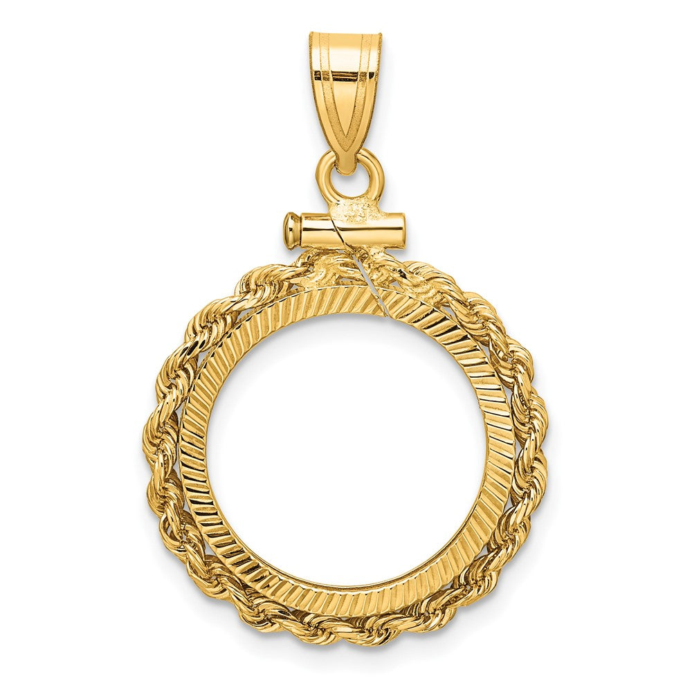 Gold Rope Polished Diamond-cut Screw Top Bezel Pendant