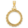 Gold Rope Polished Diamond-cut Screw Top Bezel Pendant
