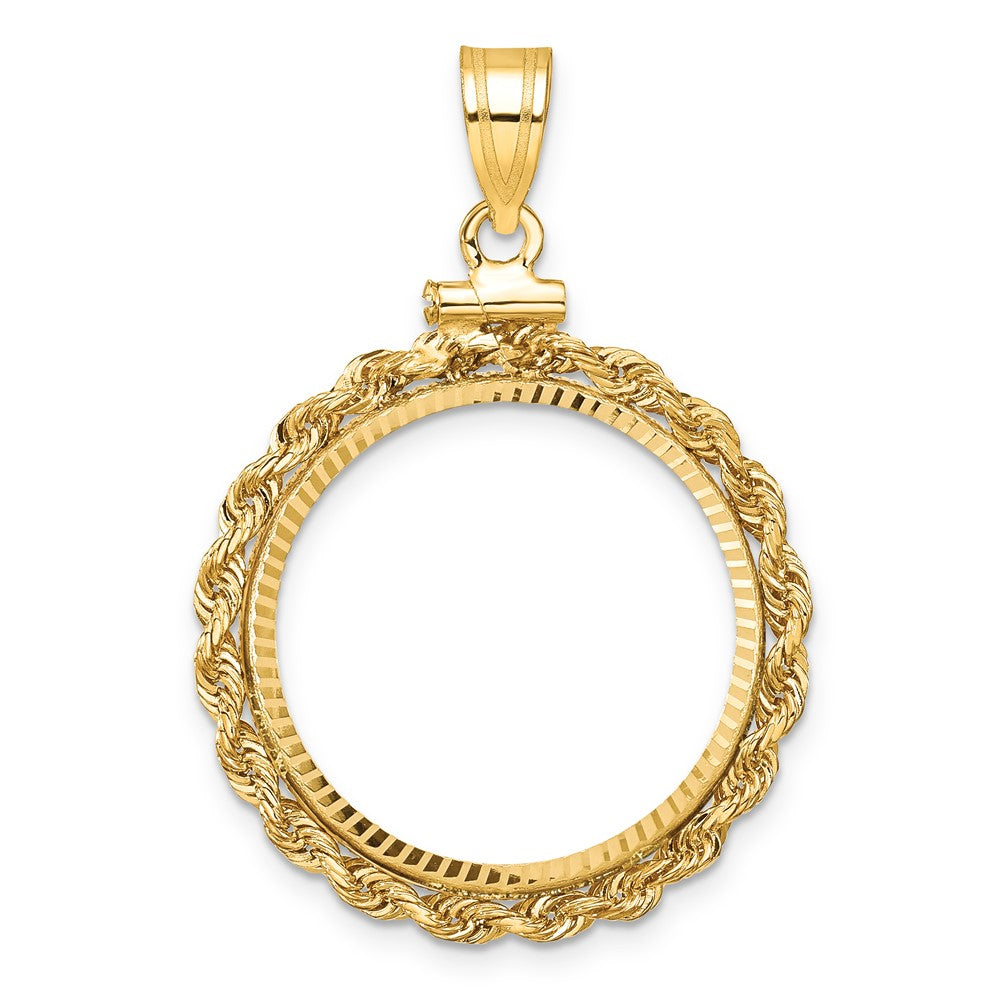 Gold Rope Polished Diamond-cut Screw Top Bezel Pendant