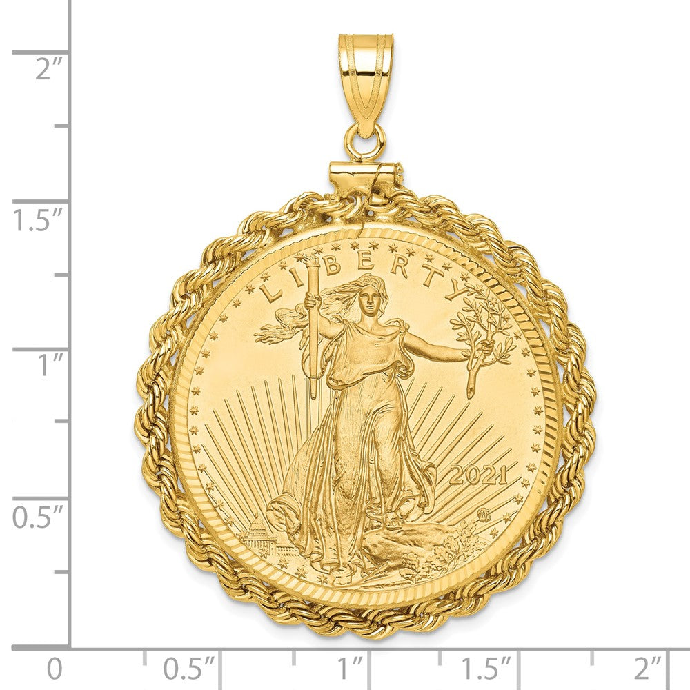 Gold Rope Polished Diamond-cut Screw Top Bezel with Coin