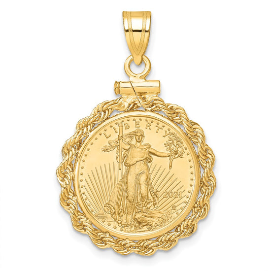 Hand Made Rope Polished Screw Top Bezel with Coin