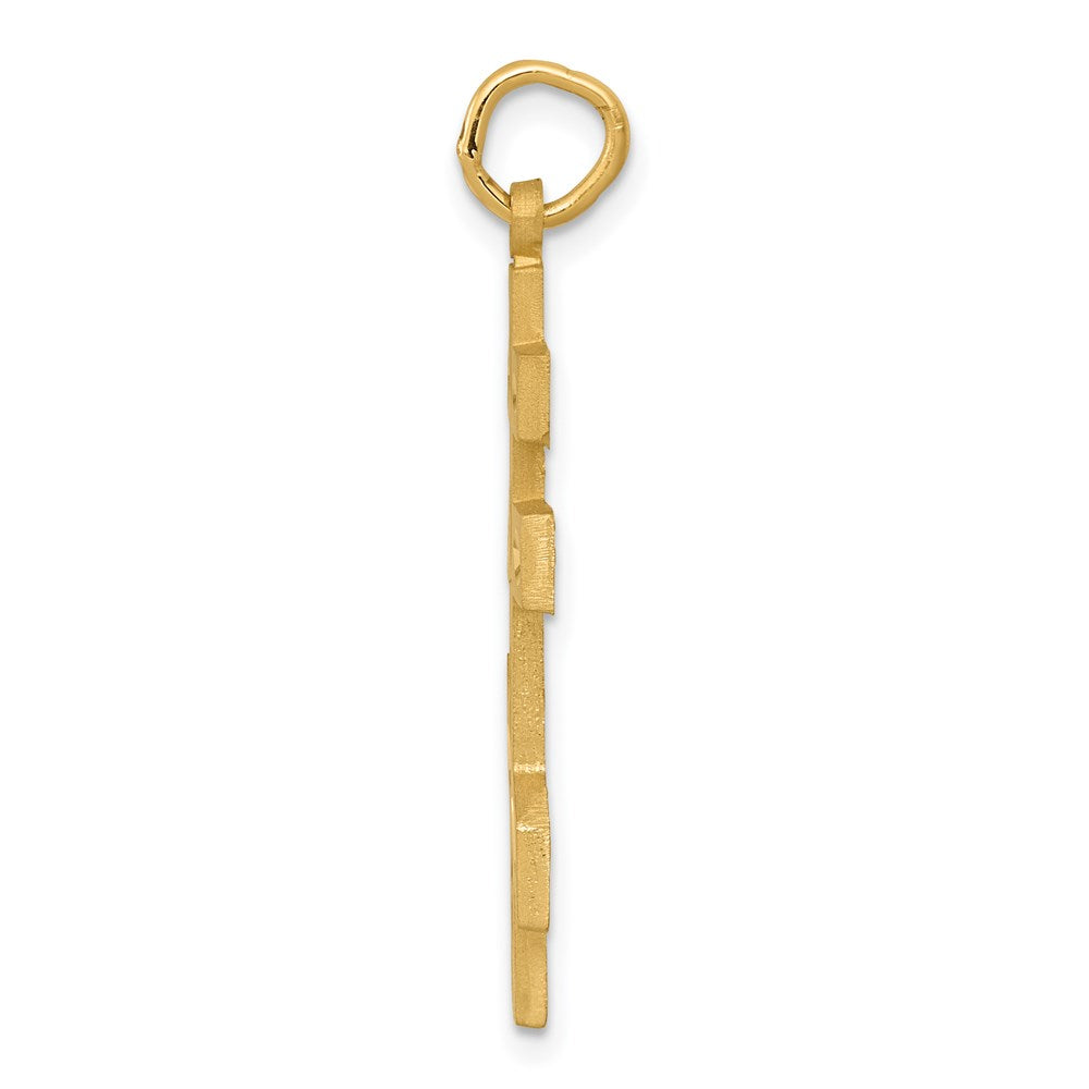 14k Satin Diamond-cut Eastern Orthodox Cross Pendant