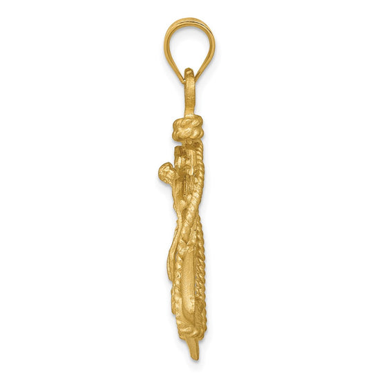 14k Satin Diamond-cut Mariners Crucifix Pendant