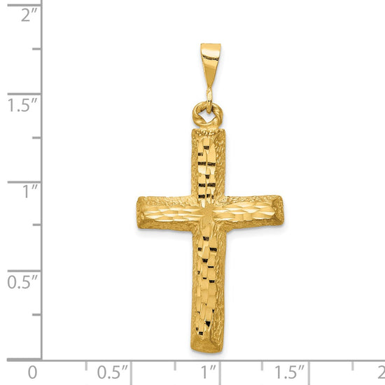 14k Diamond-cut Cross Charm