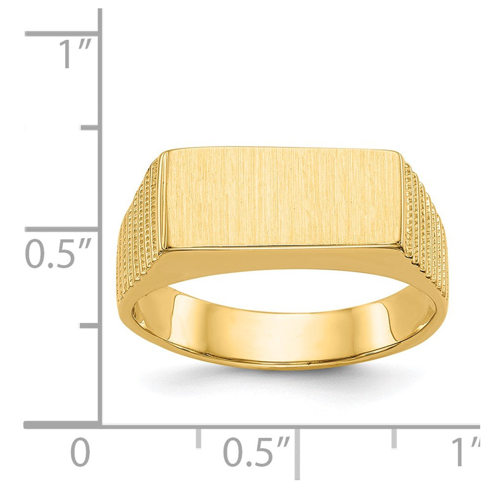 Gold Polished Rectangle Open Back Signet Ring