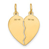 14k BEST SISTER 2-Piece Break-apart Heart Charm
