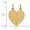 14k BEST SISTER 2-Piece Break-apart Heart Charm