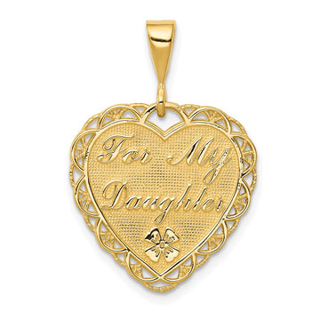 14k Reversible FOR MY DAUGHTER / YOU ARE MY PRIDE AND JOY Heart Charm