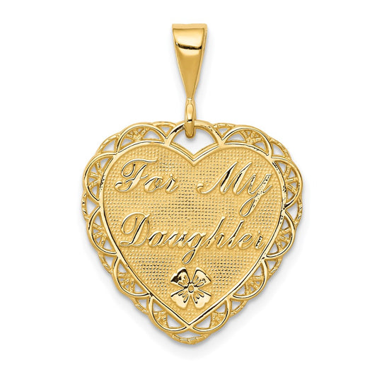 14k Reversible FOR MY DAUGHTER / YOU ARE MY PRIDE AND JOY Heart Charm