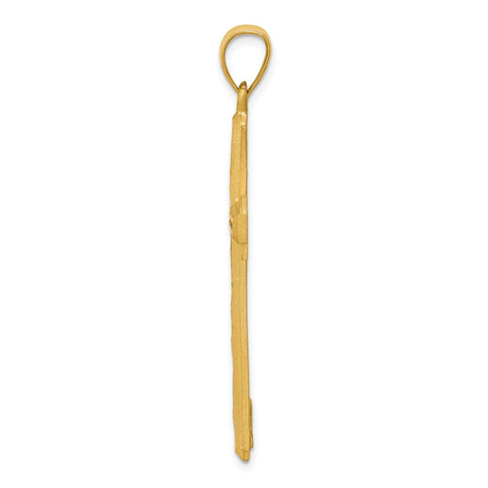 14K Diamond Cut and Satin Cross Pendant