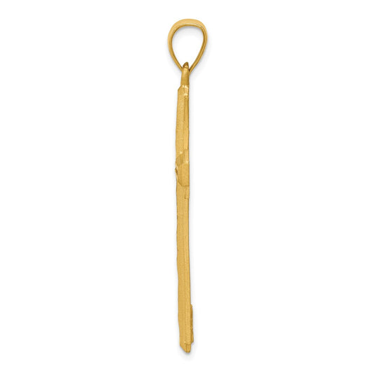 14K Diamond Cut and Satin Cross Pendant