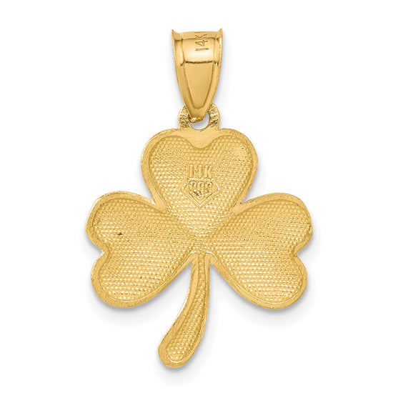 14k Satin Diamond-cut Shamrock Charm