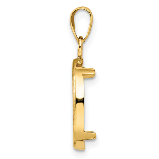 Wideband Distinguished Coin Jewelry 14k Polished and Diamond-cut 14.0mm Prong Coin Bezel Pendant