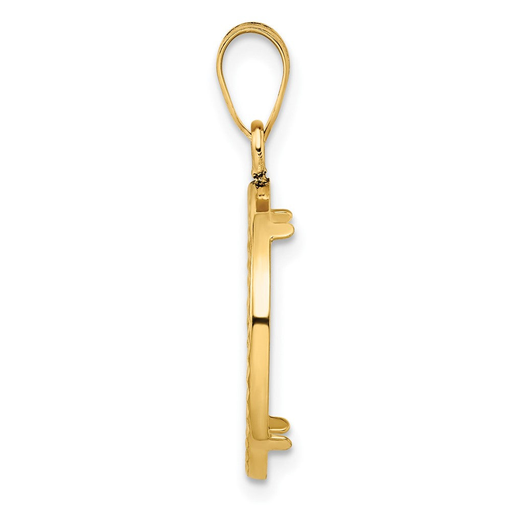 Gold Polished Diamond-cut Prong Coin Bezel Pendant