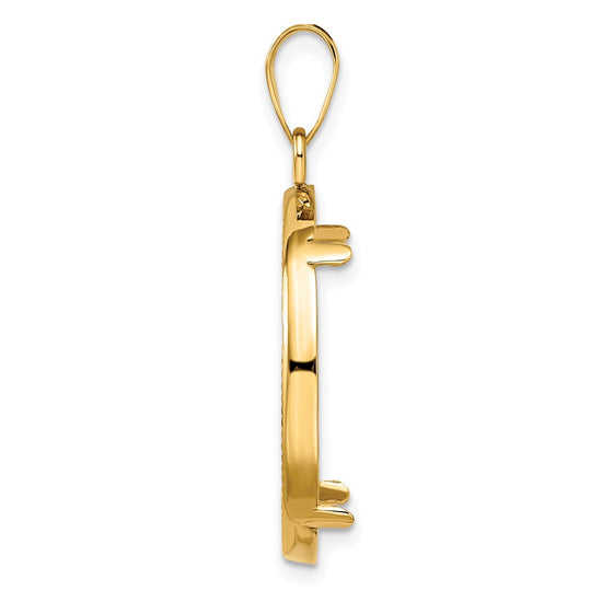Gold Polished Diamond-cut Prong Coin Bezel Pendant