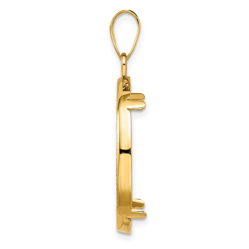 Gold Polished Diamond-cut Prong Coin Bezel Pendant