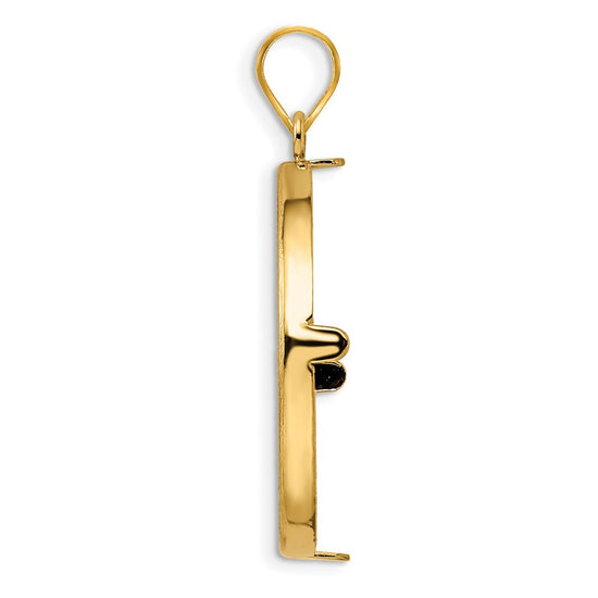 Gold Polished Diamond-cut Prong Coin Bezel Pendant