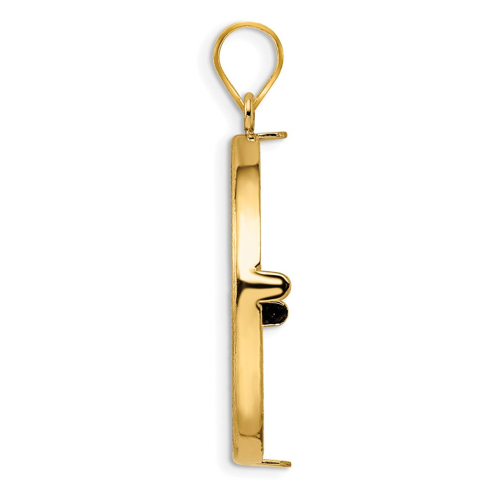 Gold Polished Diamond-cut Prong Coin Bezel Pendant