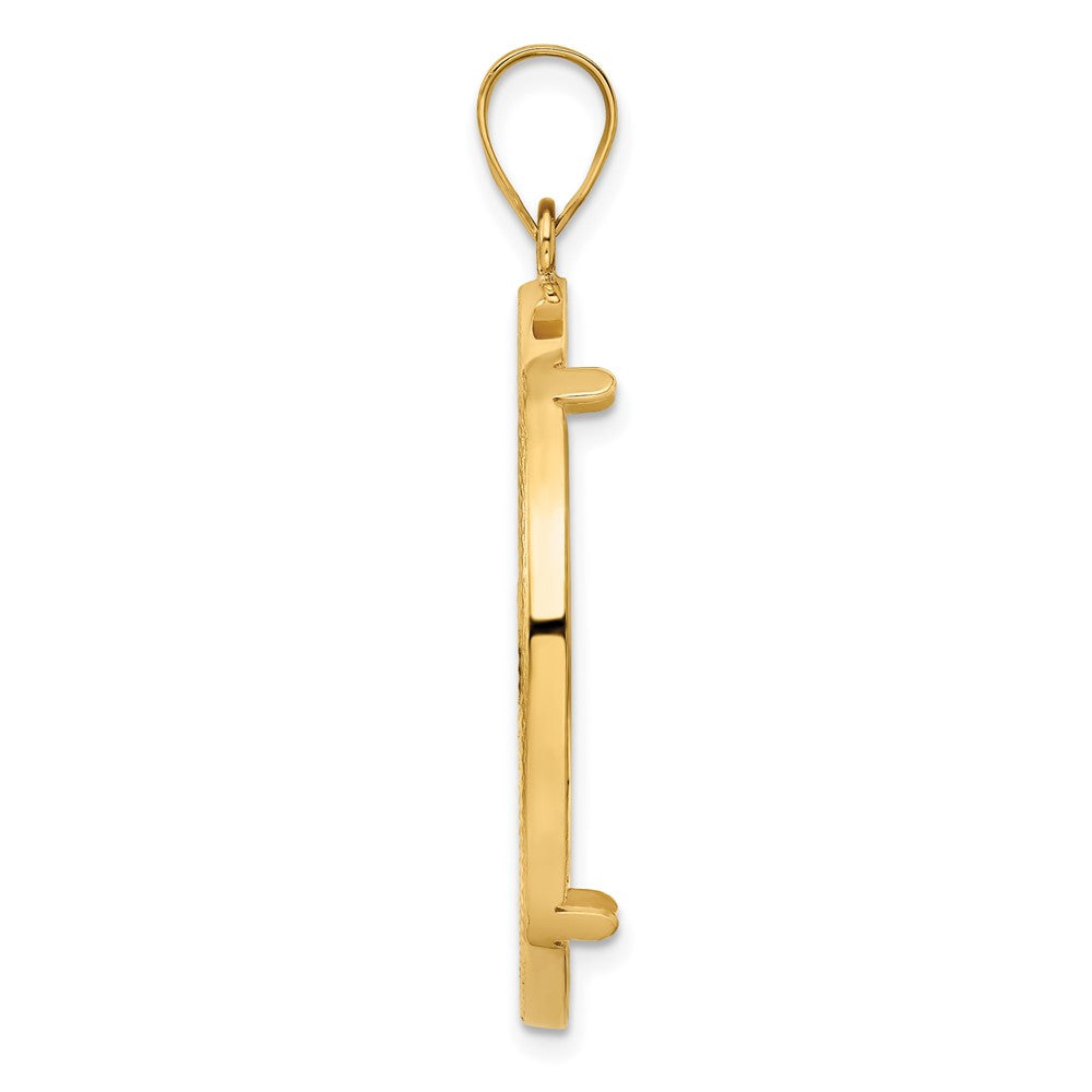 Gold Polished Diamond-cut Prong Coin Bezel Pendant