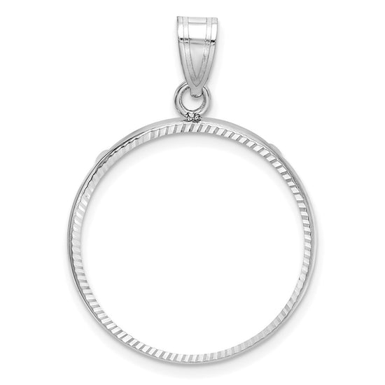 Gold Polished Diamond-cut Prong Coin Bezel Pendant