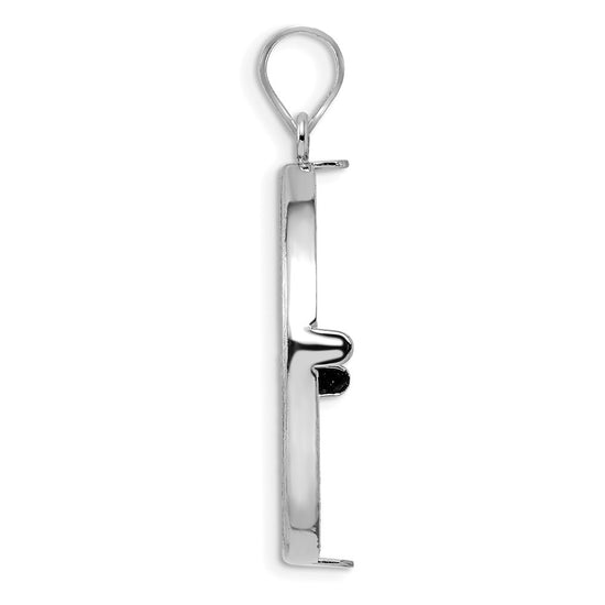 Gold Polished Diamond-cut Prong Coin Bezel Pendant
