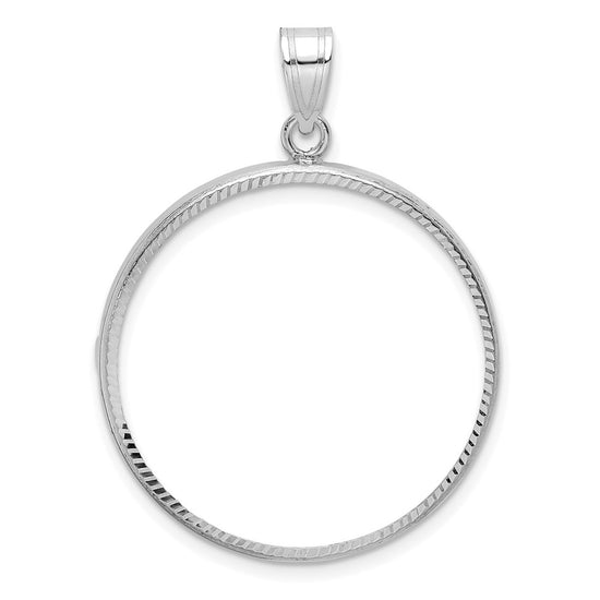 Gold Polished Diamond-cut Prong Coin Bezel Pendant