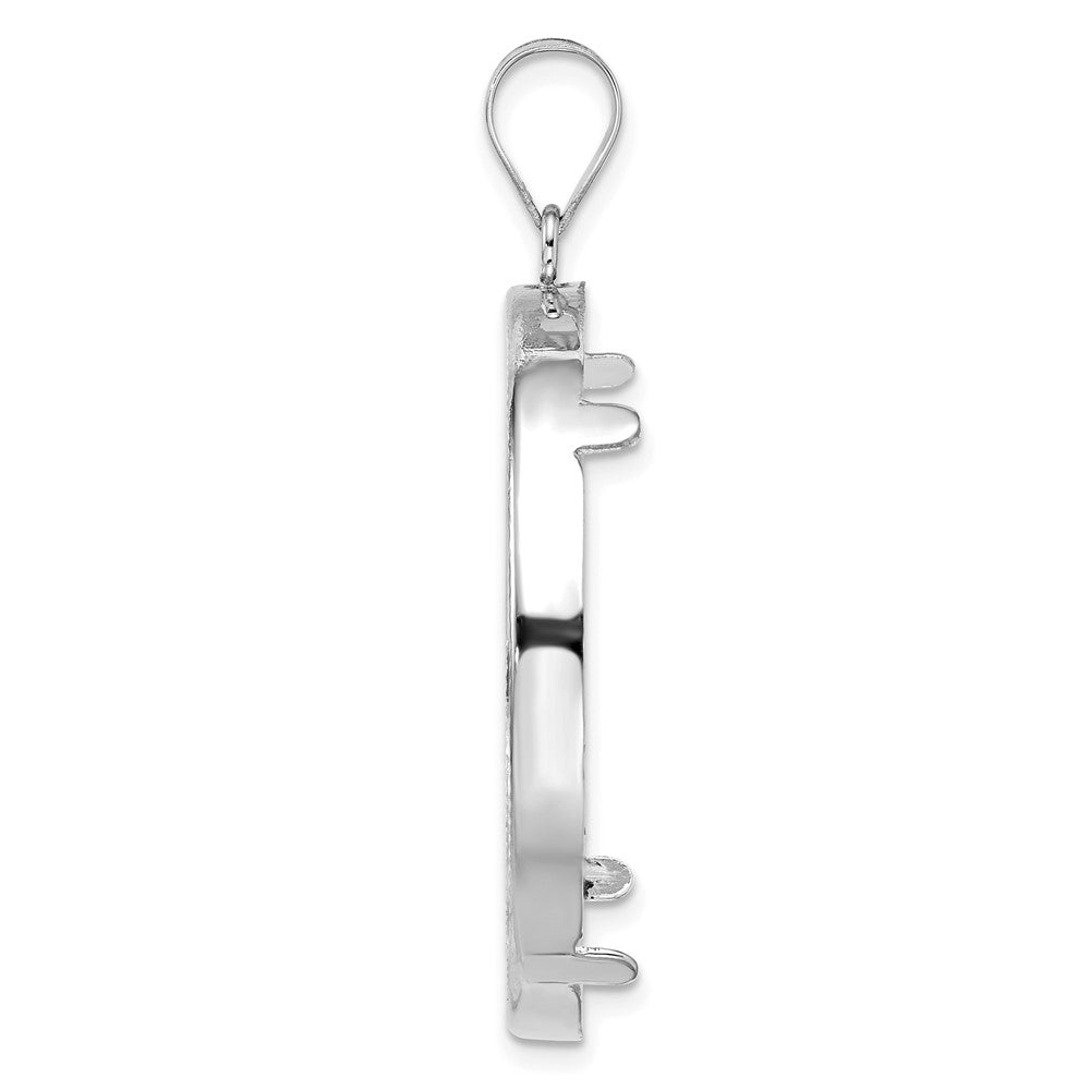 Gold Polished Diamond-cut Prong Coin Bezel Pendant