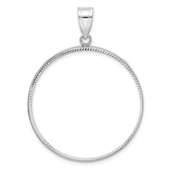 Gold Polished Diamond-cut Prong Coin Bezel Pendant
