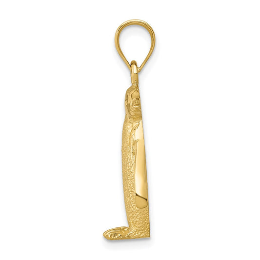 14k Polished and Textured Penguin Charm