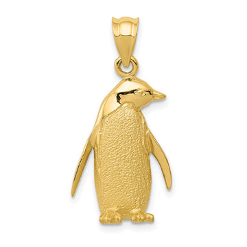 14k Polished and Textured Penguin Charm