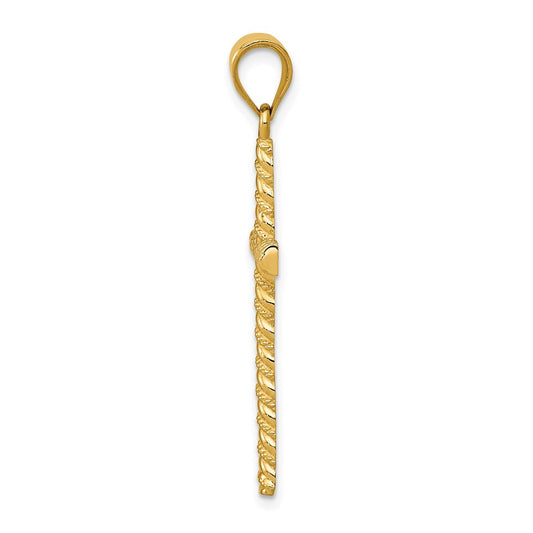 14K Twisted Cross Pendant