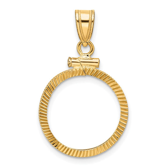 Diamond-Cut Screw Top Coin Bezel Pendant